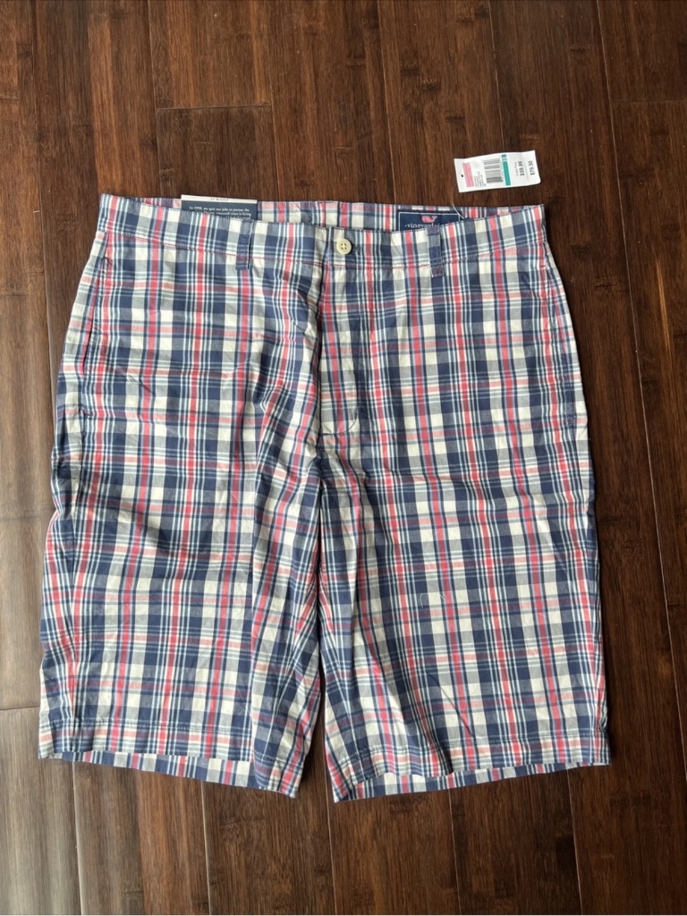 Vineyard Vines Club Shorts Size 35 11” Inseam Harrington Plaid Ocean Splash NWT